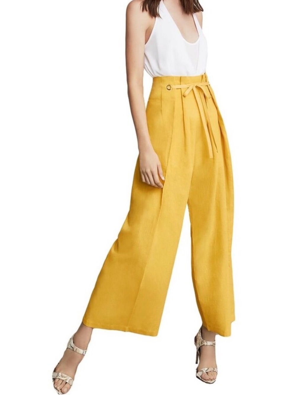 BCBGMAXAZRIA Women’s Linen Blend Paperbag Pants